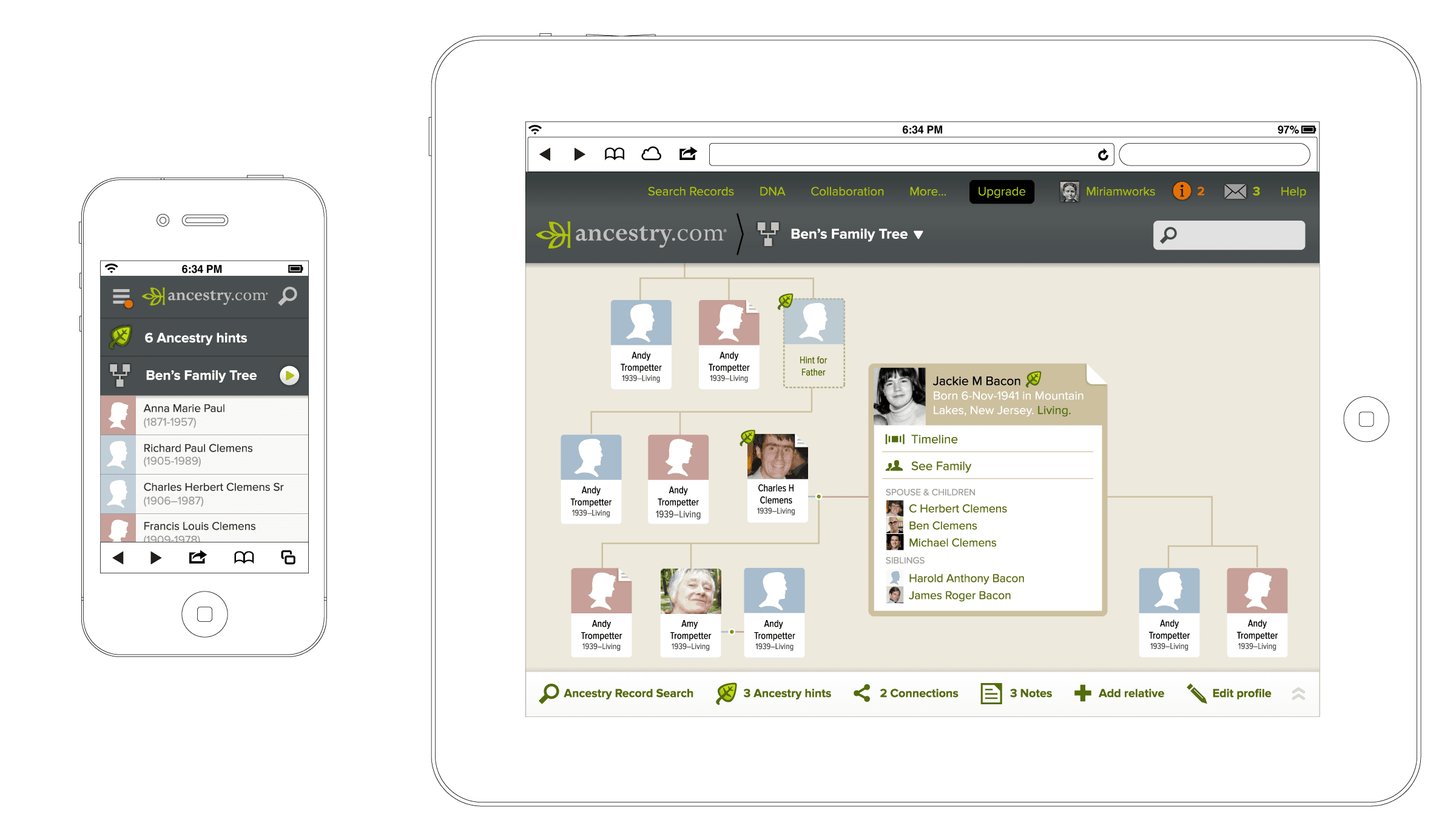 Ancestry redesign — pedigree view
