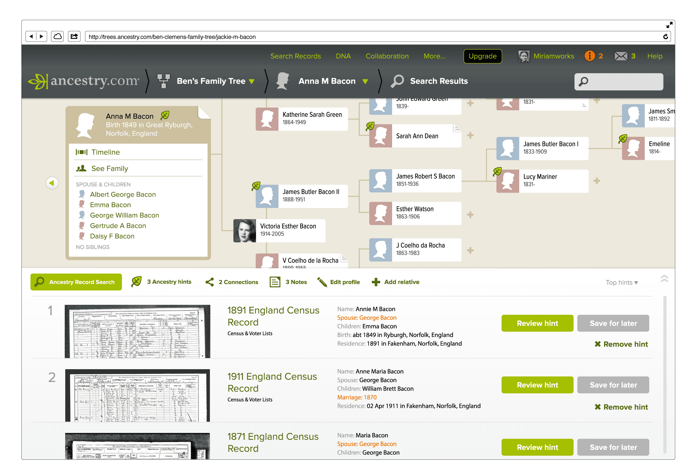 Ancestry redesign — family view