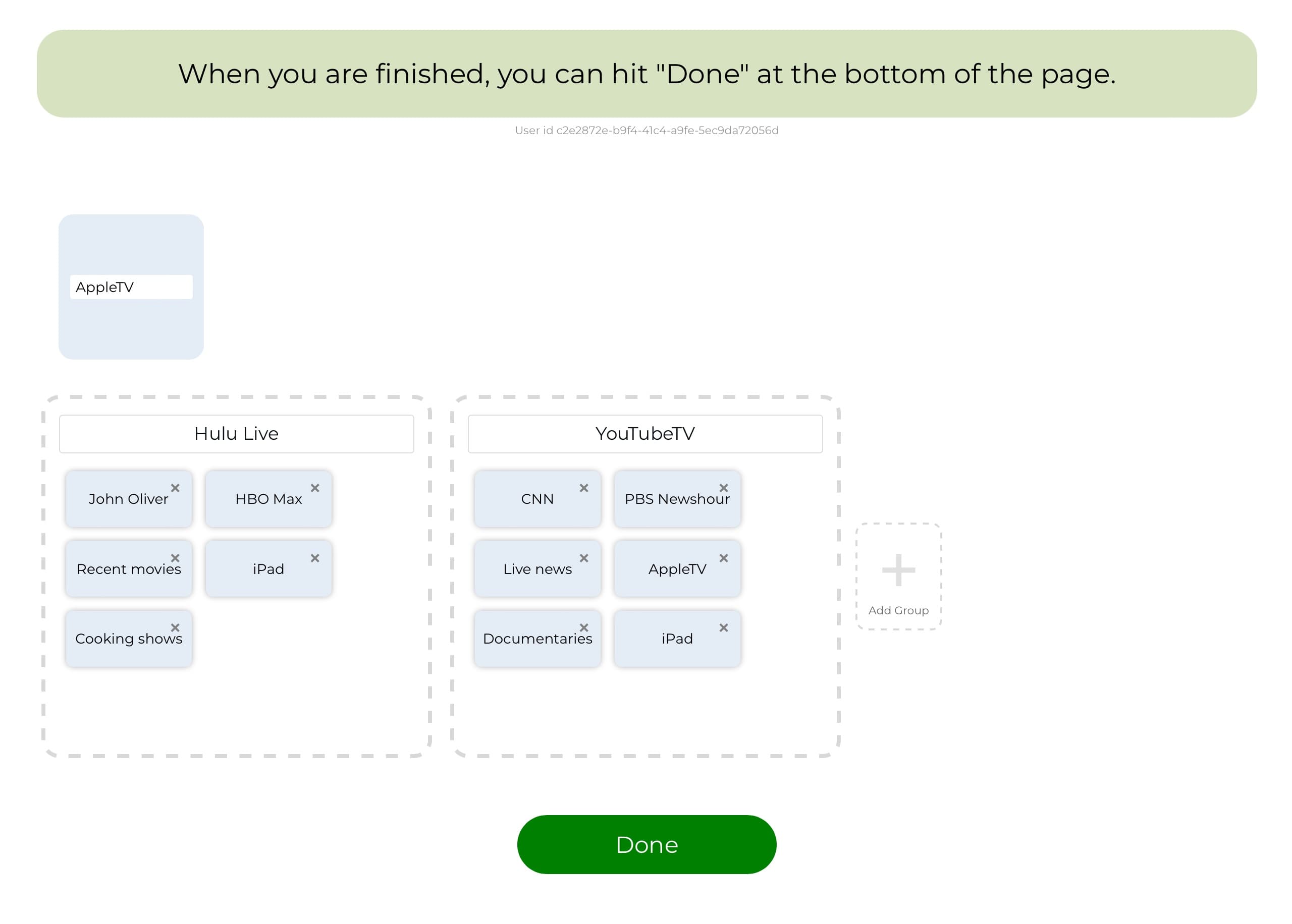 Card sort tool interface — data analysis