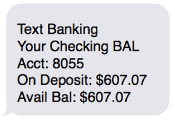 System-generated account balance text from banking partners