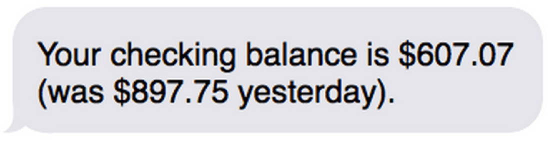 Balance message rewritten as a conversational sentence