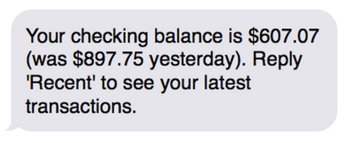 Balance message with a suggested next action added