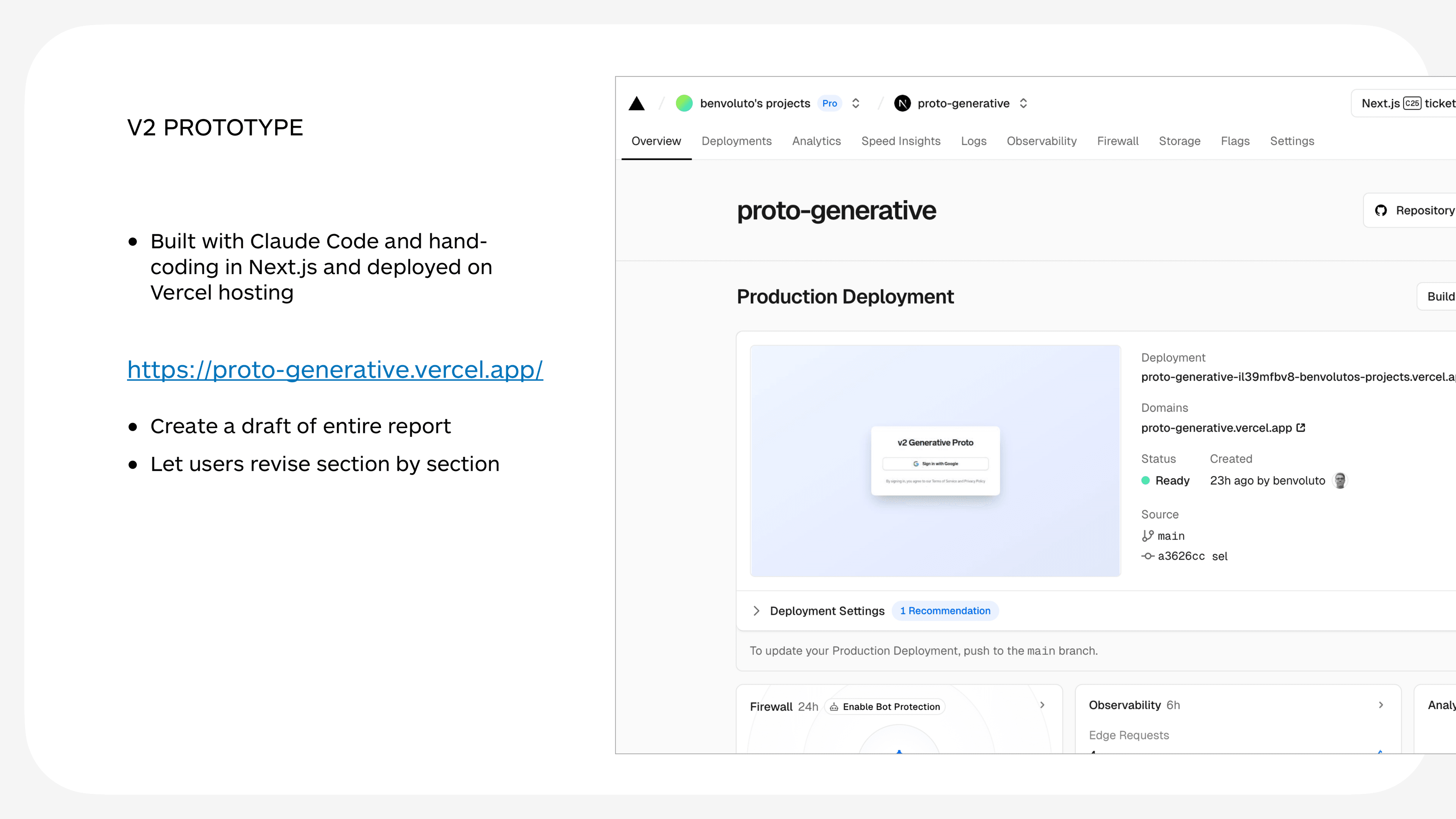 V2 prototype deployed on Vercel — proto-generative