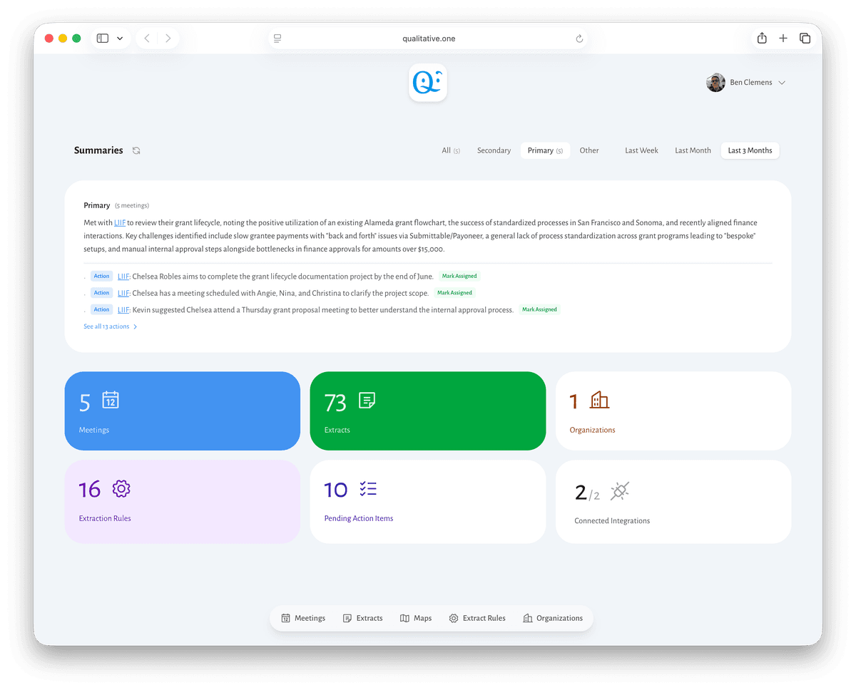 Qualitative — landing page hero showing the product positioning